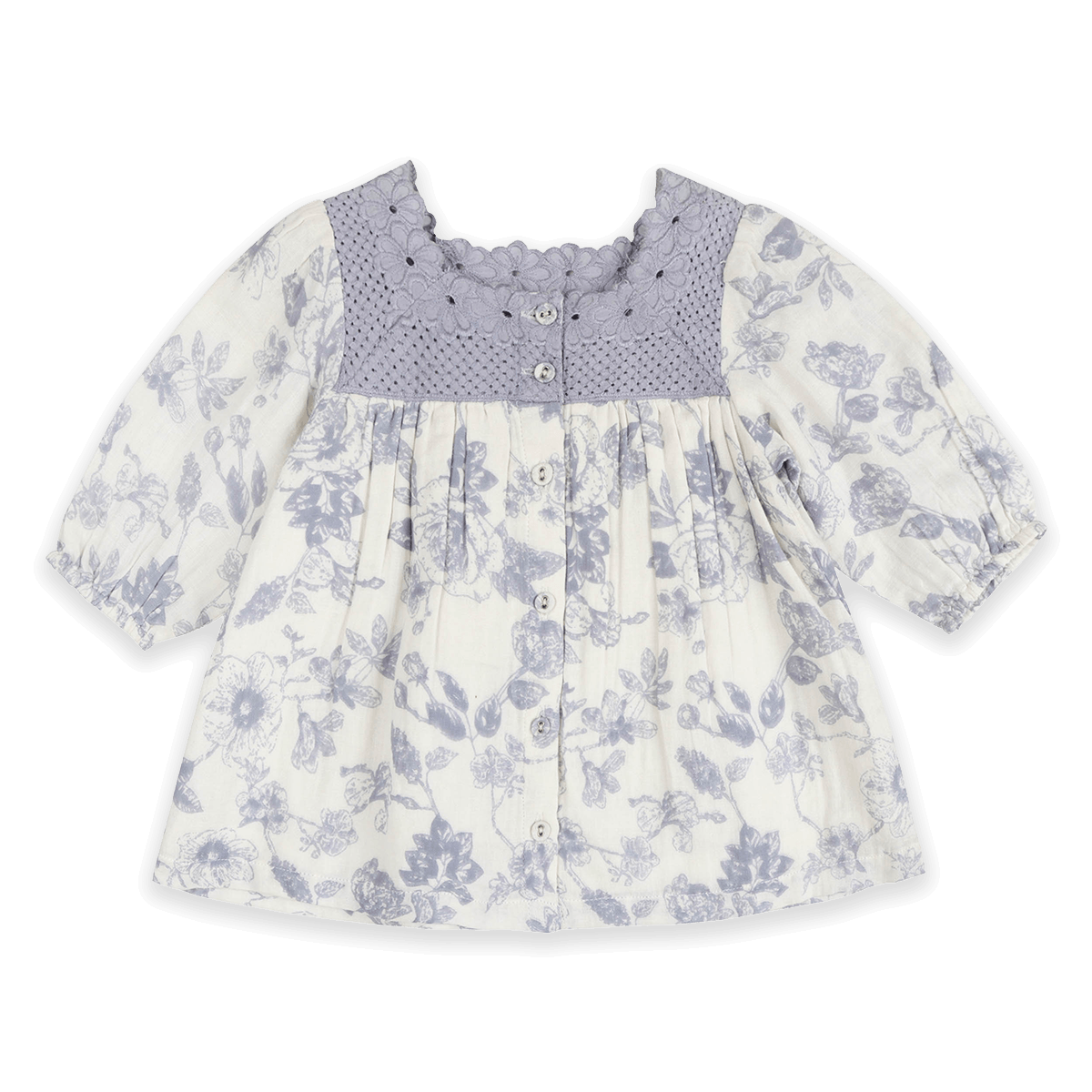 Claudia Floral Baby Dress & Bloomer Set (Organic Muslin) - Front