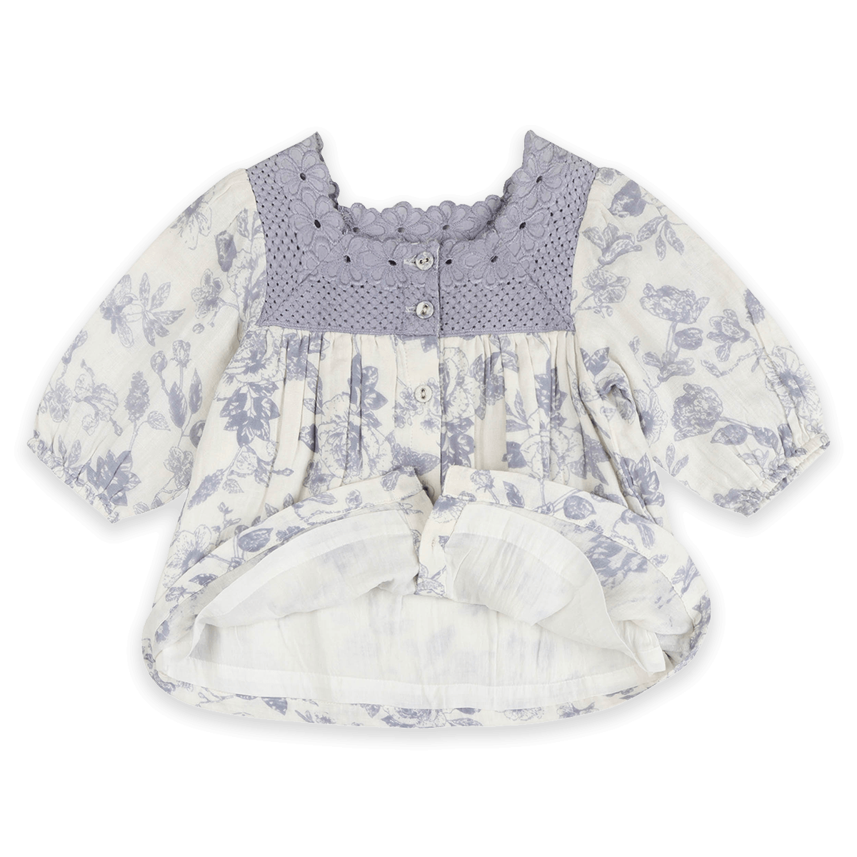 Claudia Floral Baby Dress & Bloomer Set (Organic Muslin) - Voile Lining
