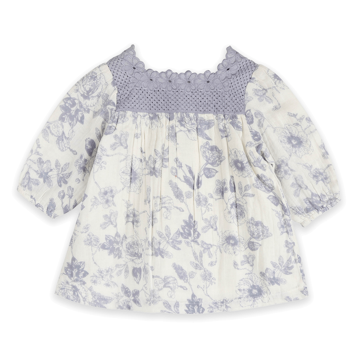 Claudia Floral Baby Dress & Bloomer Set (Organic Muslin) - Back