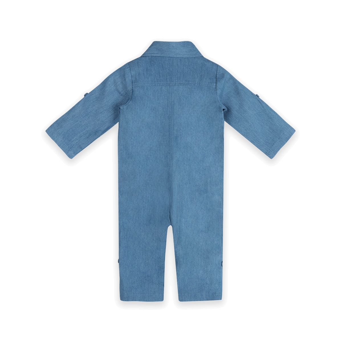 Eli Embroidered Pocket Denim Baby Jumpsuit (Organic Cotton) - Back