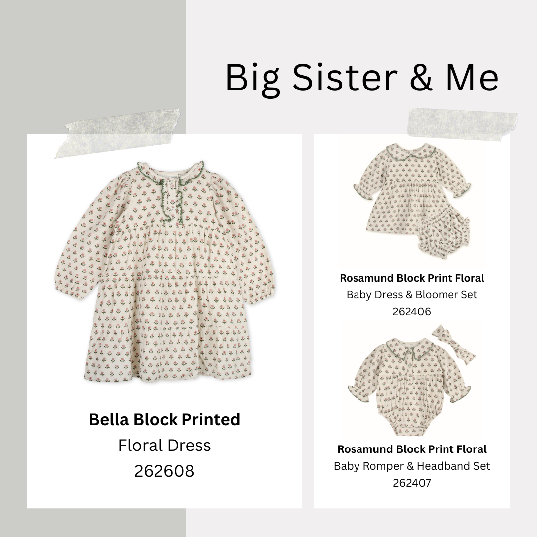 Matching Block Floral Printed Baby Outfits in Organic Cotton by Viverano