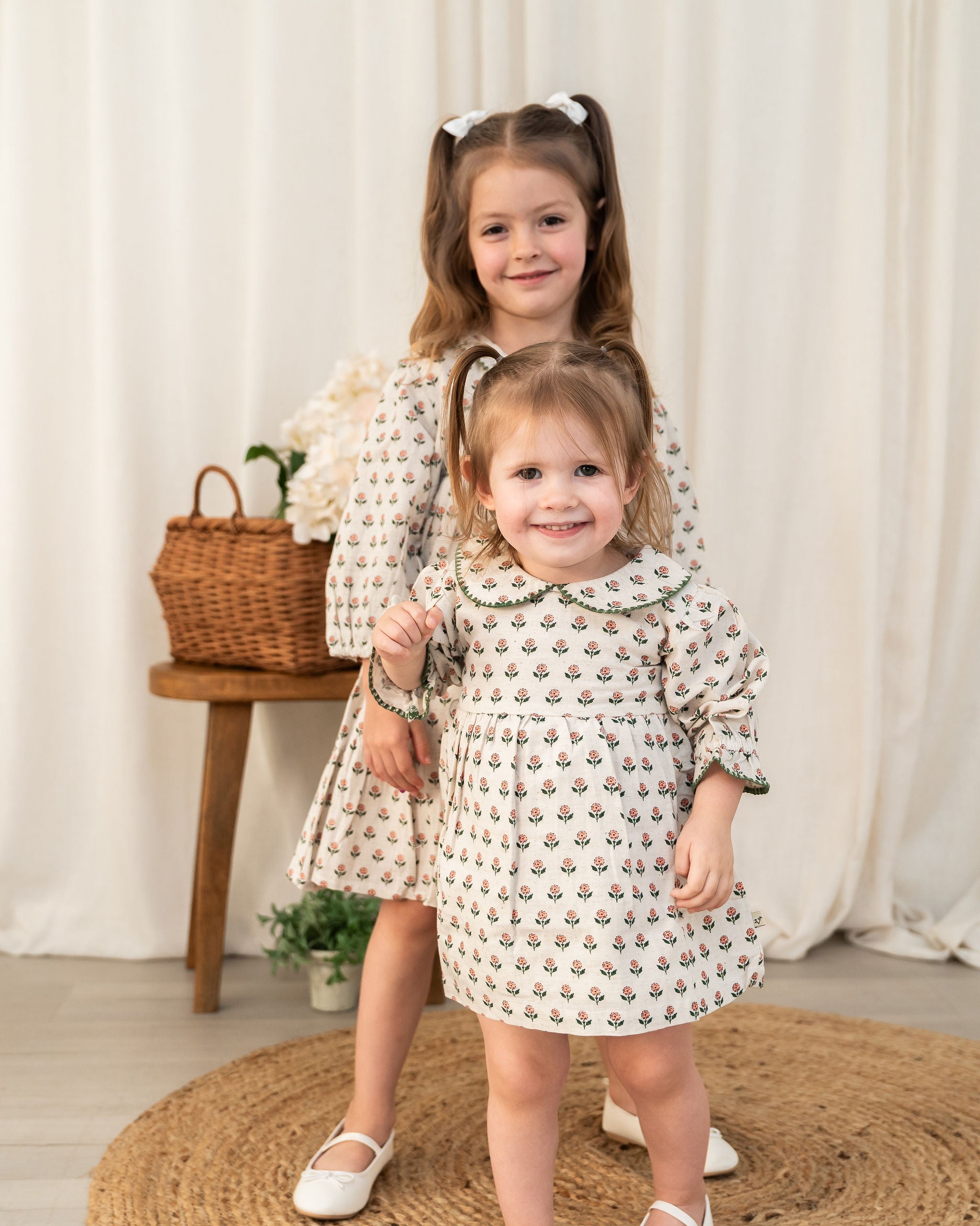 Rosamund Block Print Floral Baby Dress & Bloomer Set (Organic Cotton) - Sister and Me