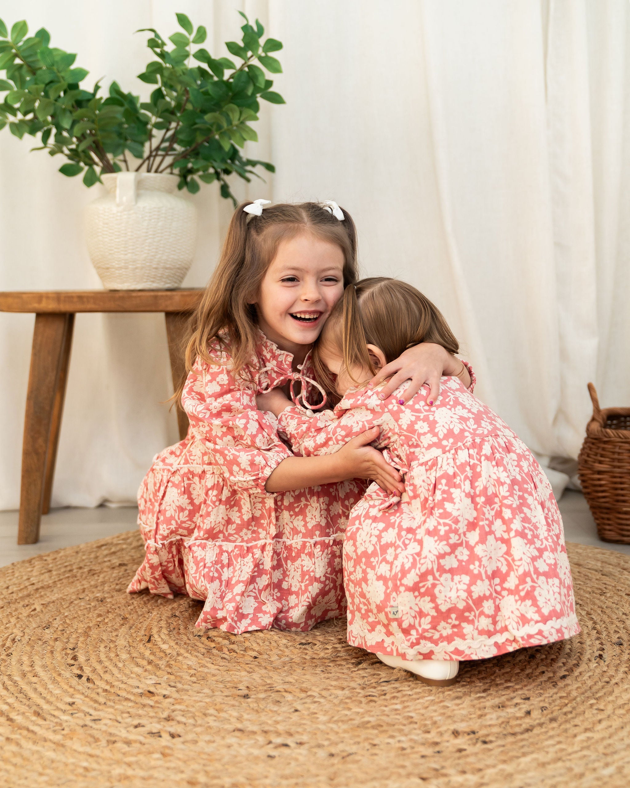 Viverano Jasmine Layered Girl Dress - Pink Floral - Sister and Me