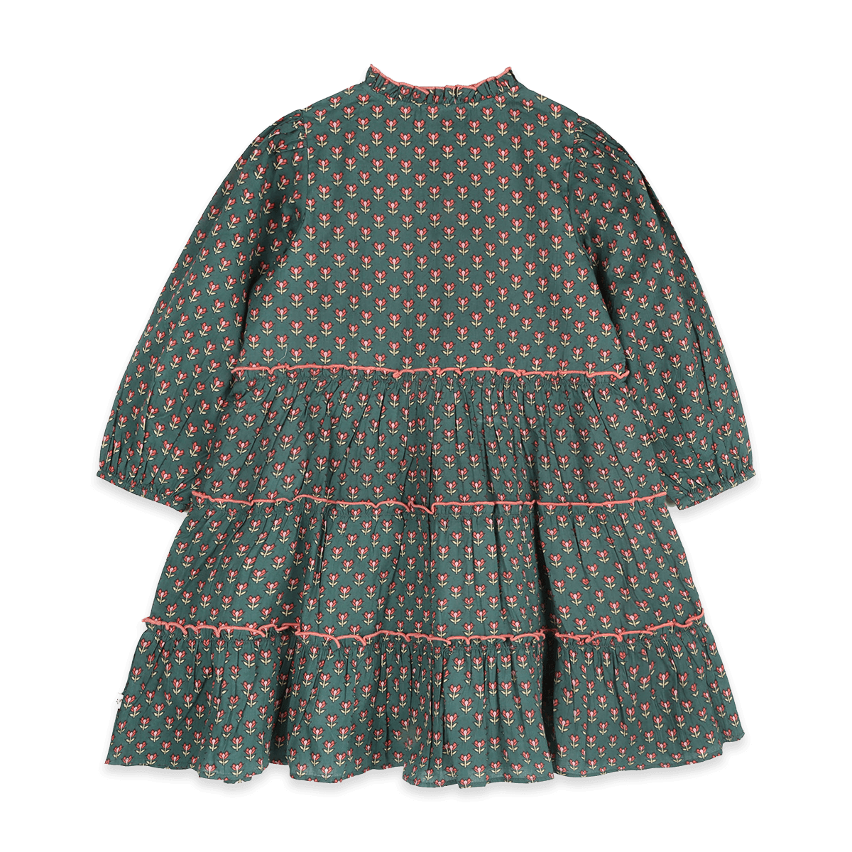 Jasmine Layered Girl Dress - Forest Green (Organic Cotton) - Back