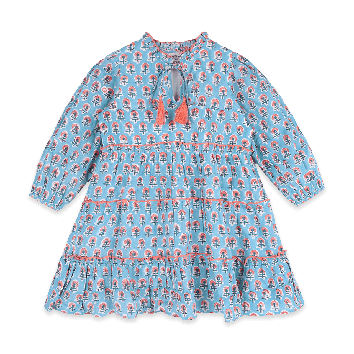 Jasmine Layered Girl Dress - Blue (Organic Cotton) - Front