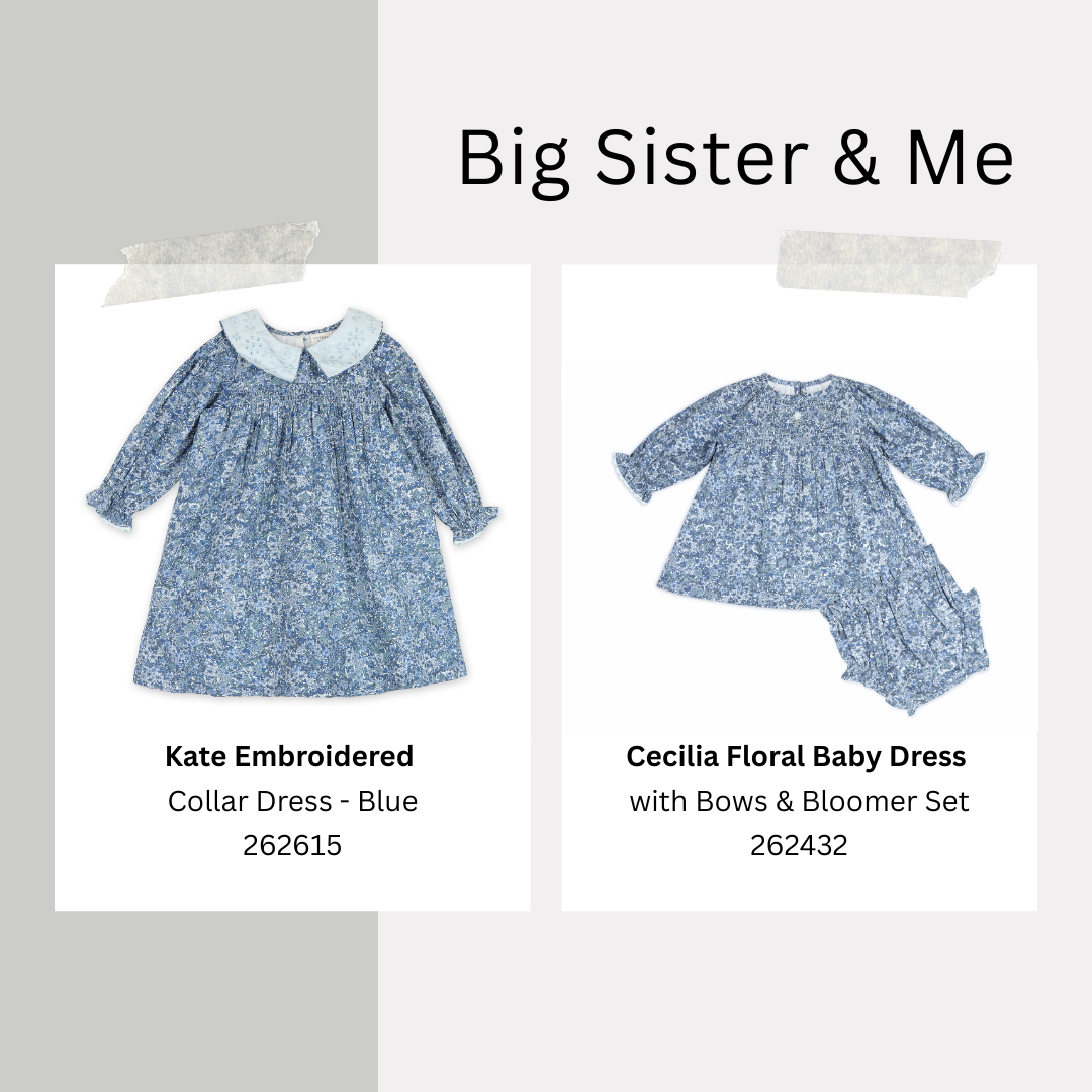 Matching Blue Floral Baby Outfits in Organic Cotton by Viverano