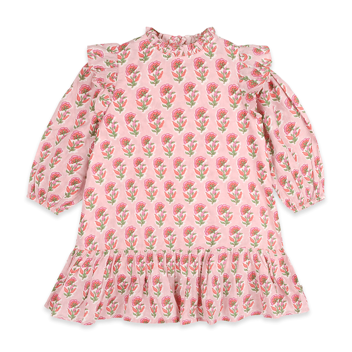 Jocelyn Floral Girl Dress - Pink (Organic Cotton) - Front