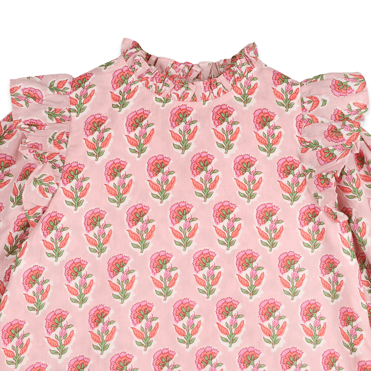 Jocelyn Floral Girl Dress - Pink (Organic Cotton) - Detail