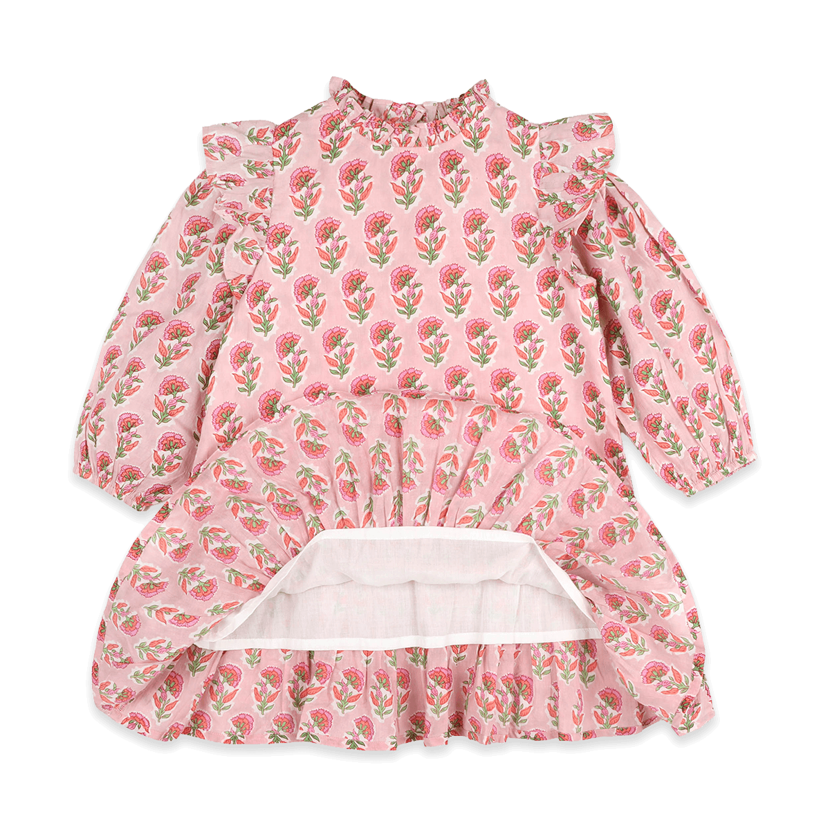 Jocelyn Floral Girl Dress - Pink (Organic Cotton) - Voile Lining