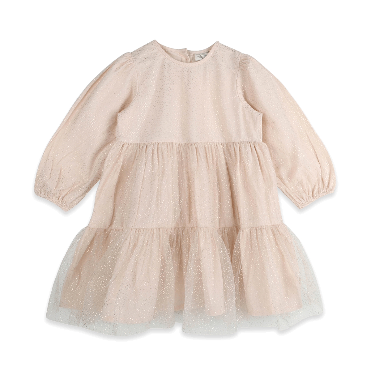 Gabrielle Dotted Tutu Layered Girl Dress - Blush Pink (Organic Cotton) - Front