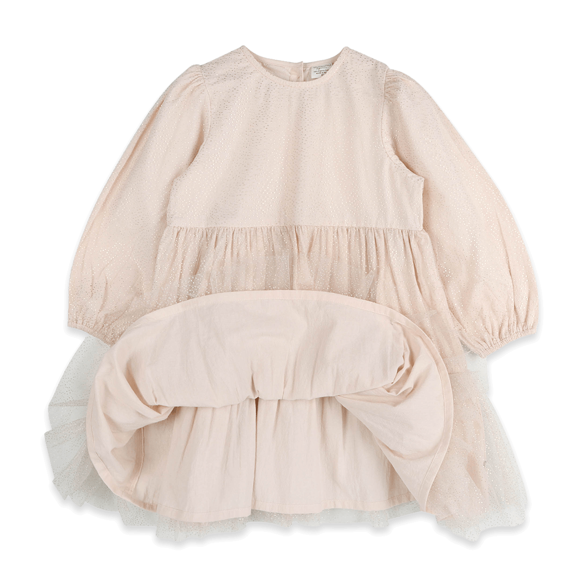 Gabrielle Dotted Tutu Layered Girl Dress - Blush Pink (Organic Cotton) - Voile Lining