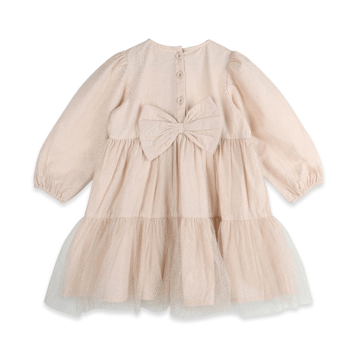 Gabrielle Dotted Tutu Layered Girl Dress - Blush Pink (Organic Cotton) - Back