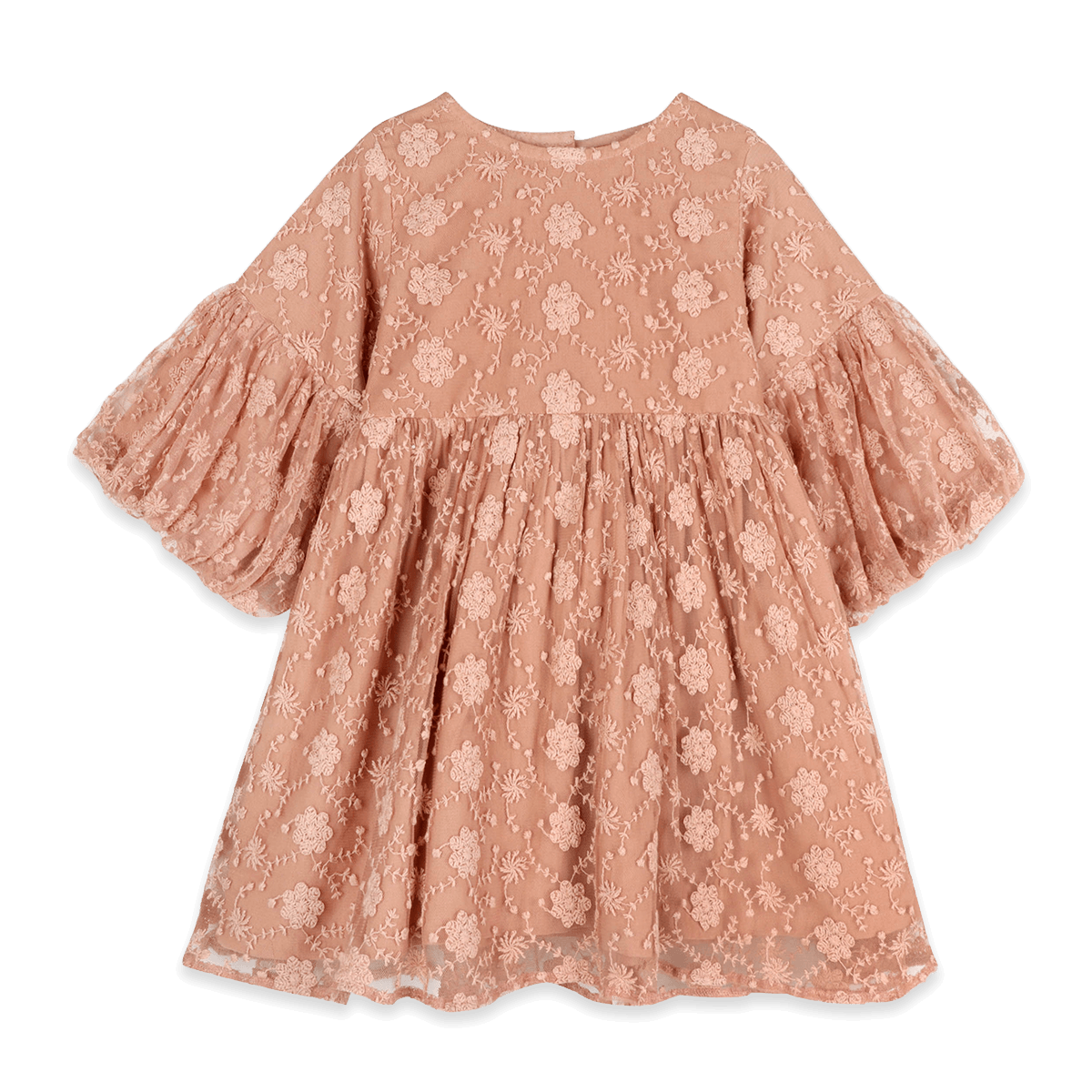 Natalie Embroidered Tutu Girl Dress - Dusty Rose (Organic Cotton) - Front