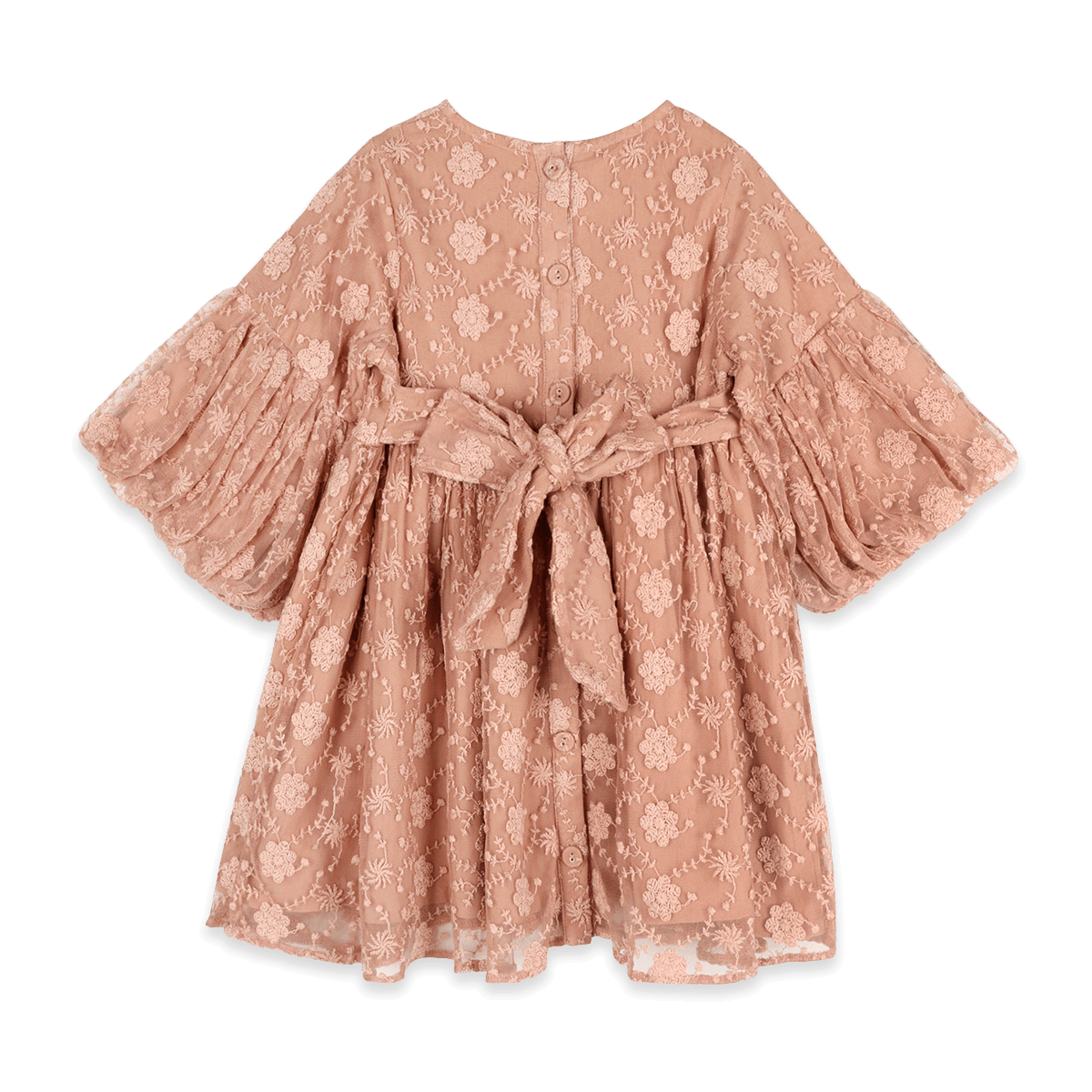 Natalie Embroidered Tutu Girl Dress - Dusty Rose (Organic Cotton) - Back