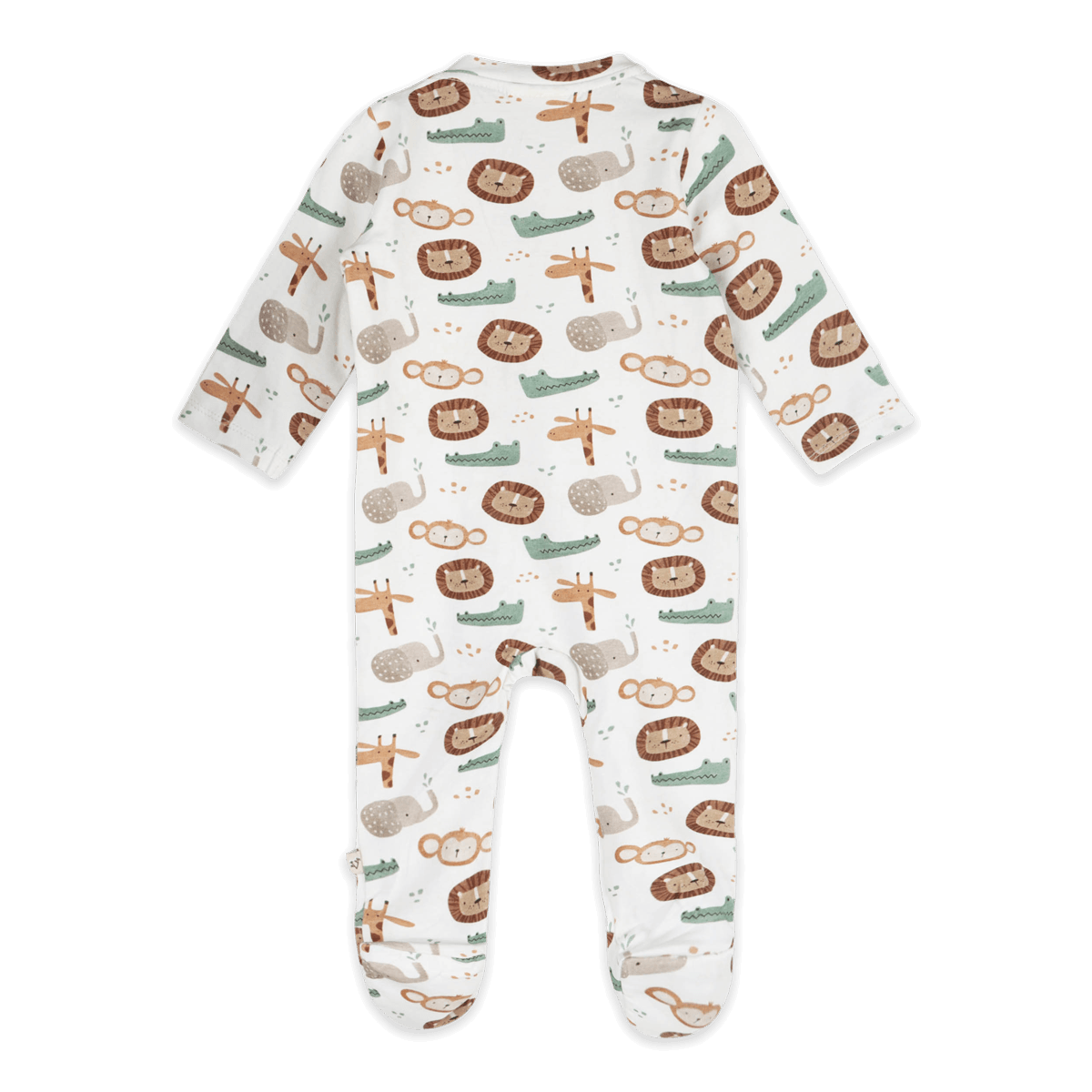 Safari Animals Baby Zip Footie (Organic Jersey) - Back