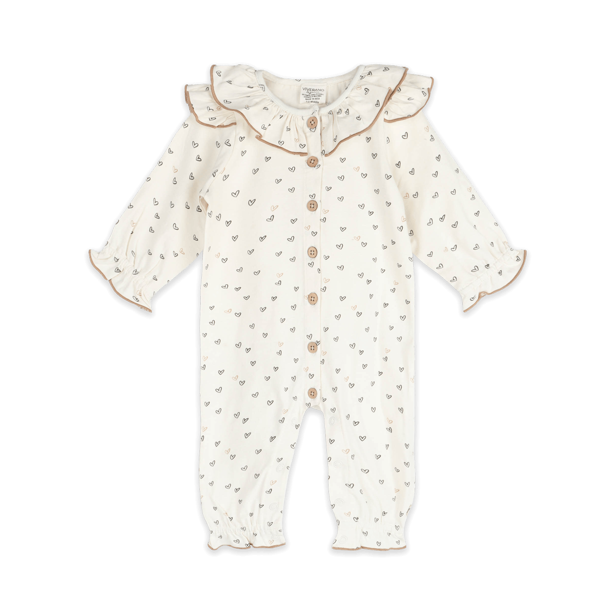 Ditsy Hearts Baby Jumpsuit (Organic Jersey) - Front