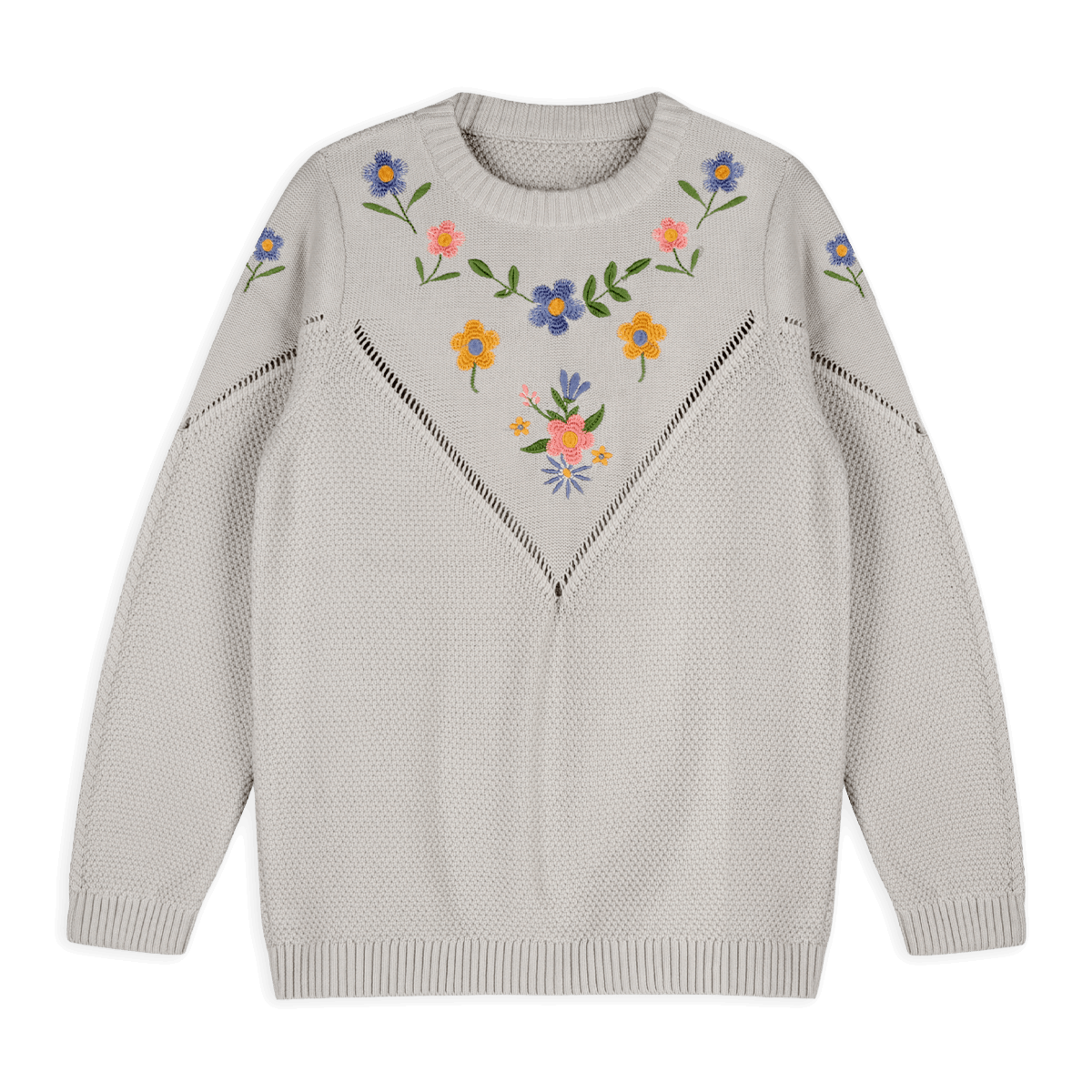 Ivy Floral Embroidered Tex Knit Women's Pullover, Organic Cotton