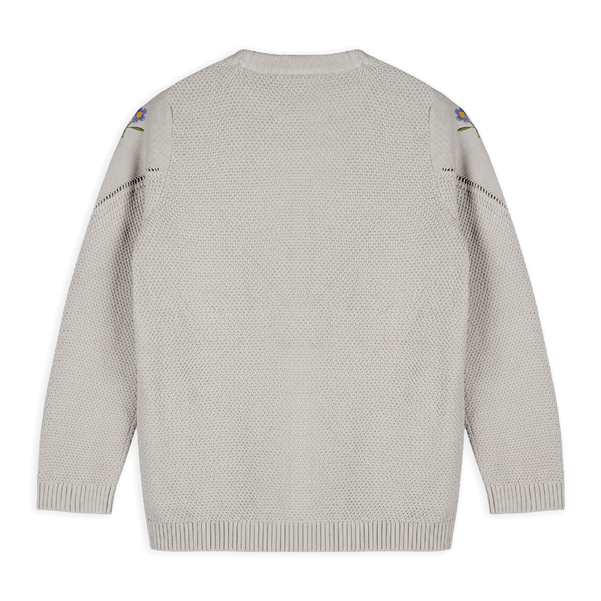 Organic Cotton Ivy Floral Embroidered Tex Knit Women's Pullover, Back