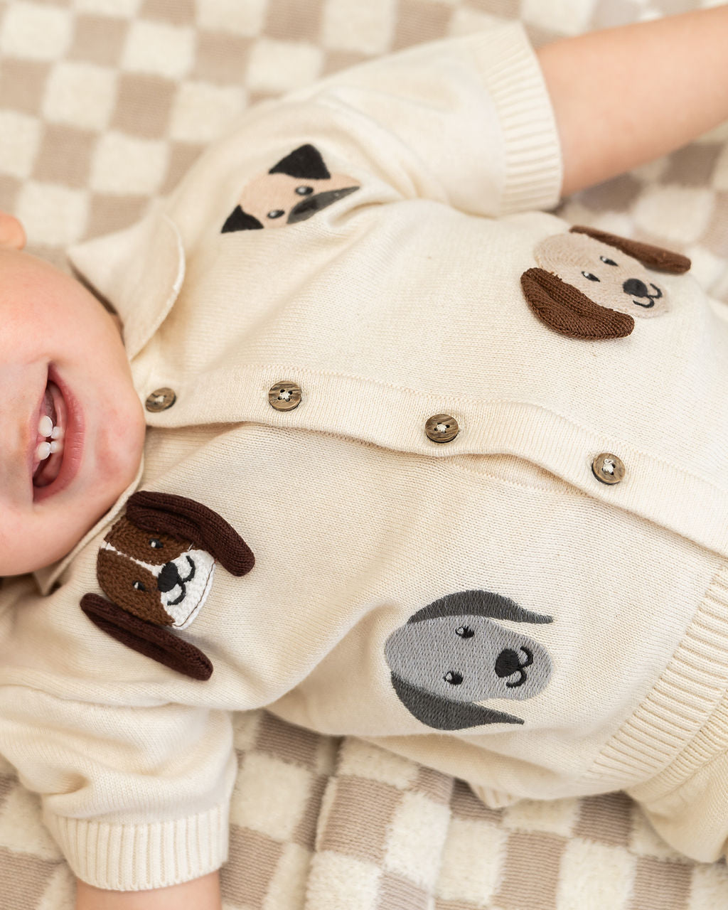 Doggy Embroidered Baby Shirt & Shorts Set (Organic Cotton) - Model