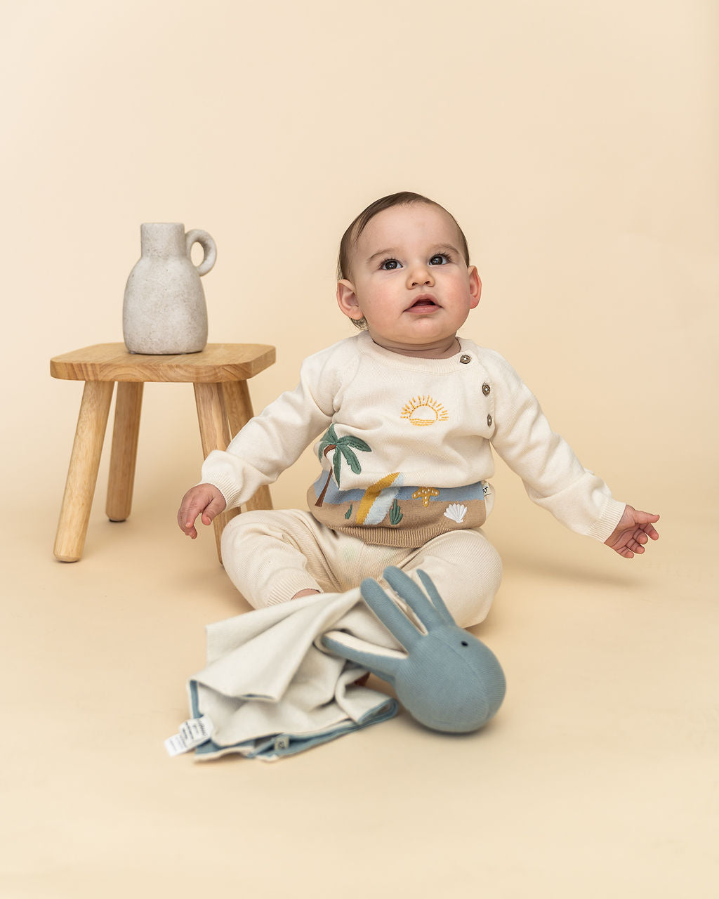 Surf Embroidered Baby Knit Pullover (Organic Cotton) - Model