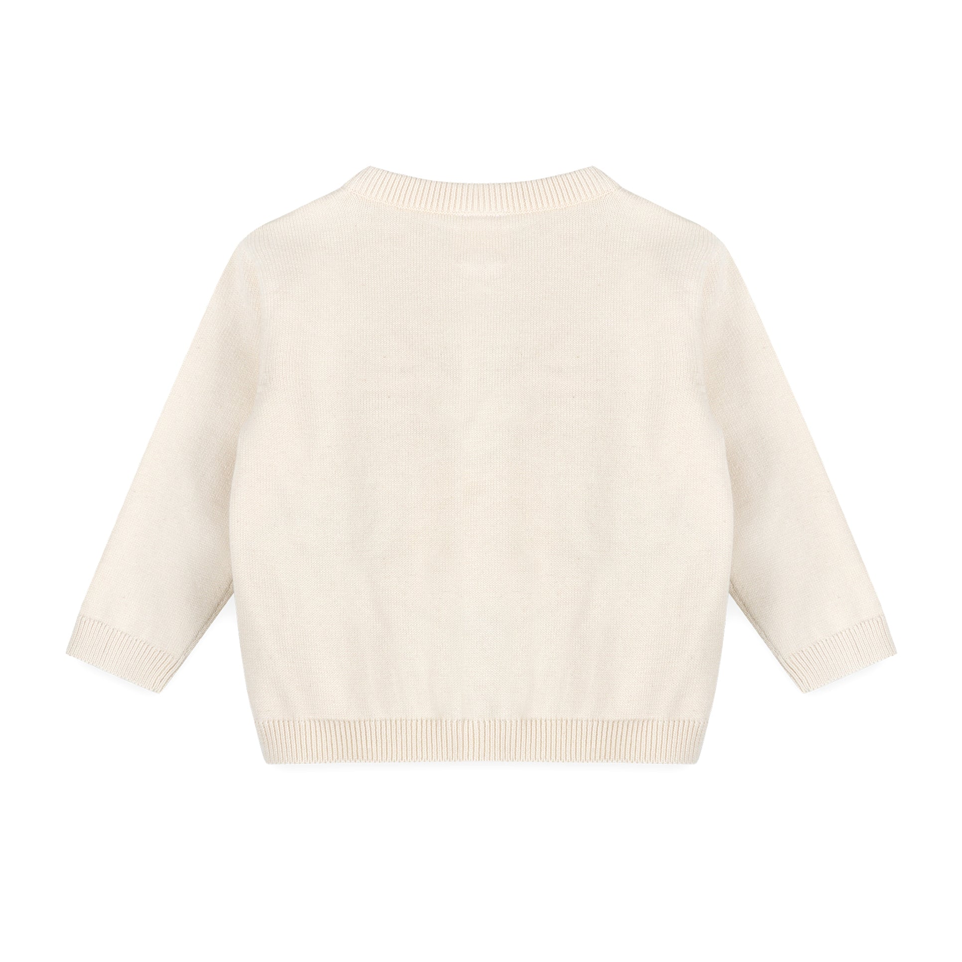 Dino 3D Embroidered Baby Knit Cardigan Back (Organic Cotton)