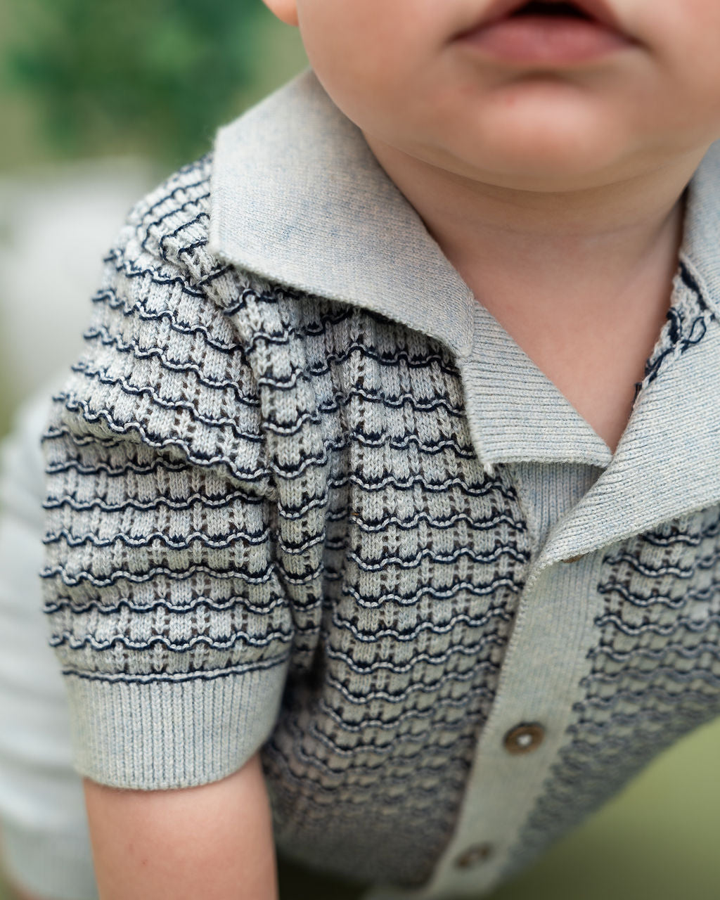Miles Wave Textured Baby Shirt & Shorts Set (Organic Cotton) - Model