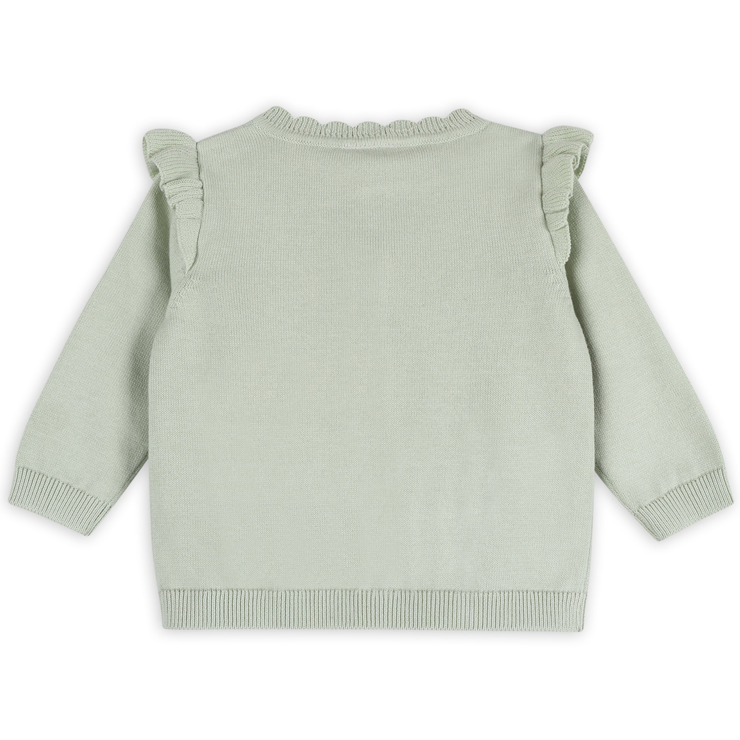 Furry Chick & Bunny Baby Knit Cardigan Back (Organic Cotton)