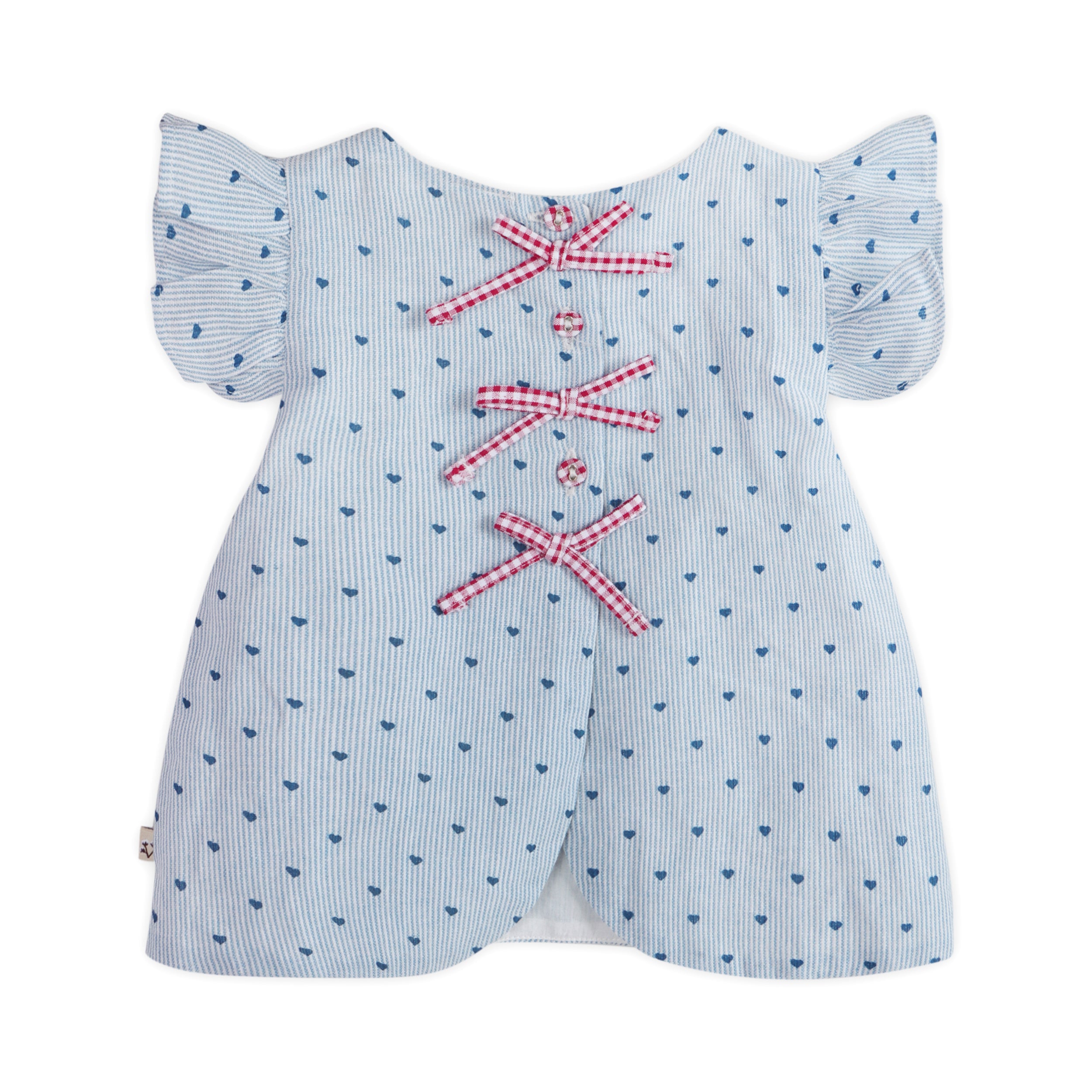 Emery Ditsy Hearts Baby Ruffled Sleeve Top Back (Organic)