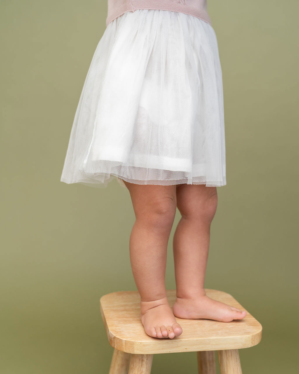 Blush Milan Knit Baby Peter Pan Collar Tutu Dress (Organic Cotton) - Skirt Detail