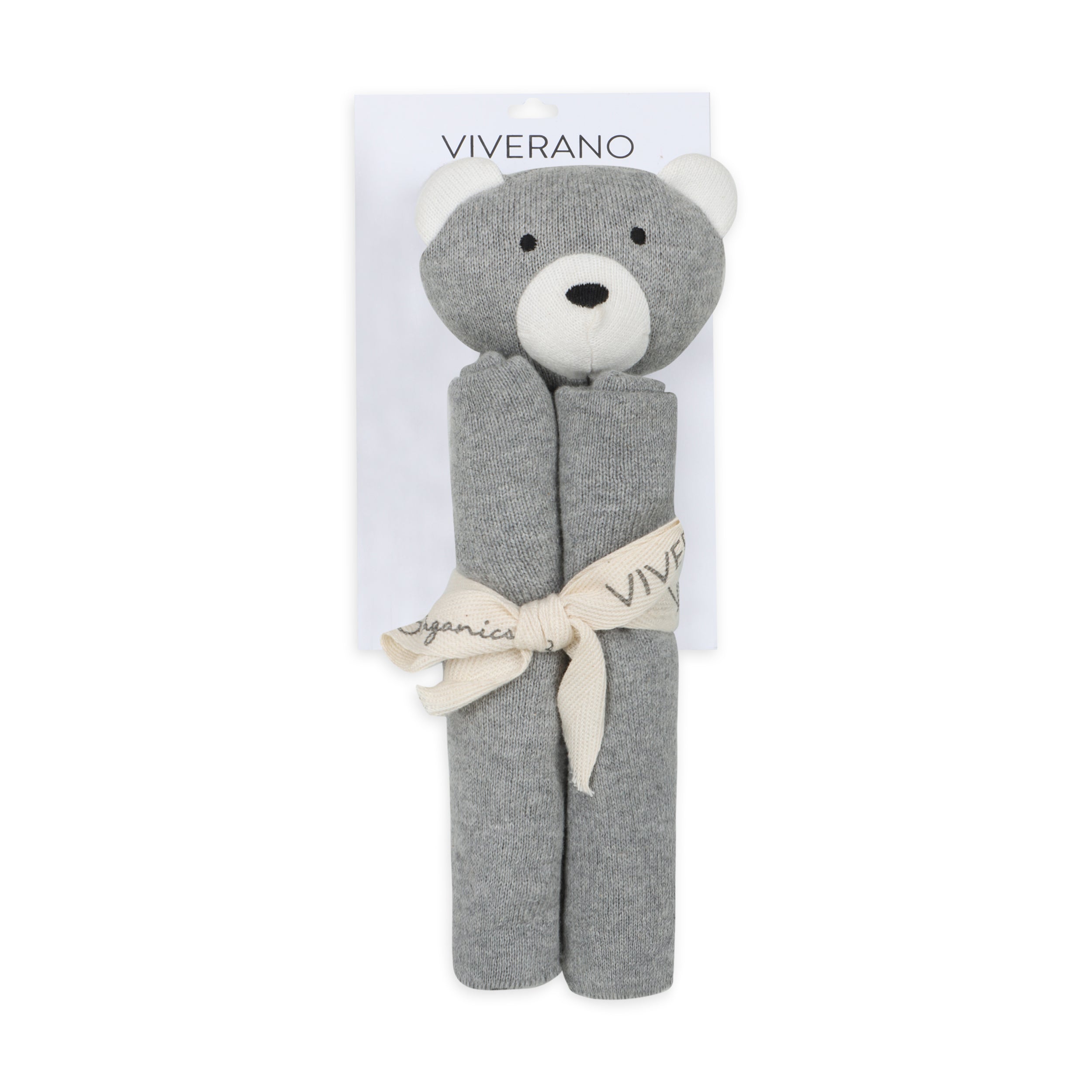 Viverano organic baby lovey blanket gray bear plush toy with soft fabric for infants