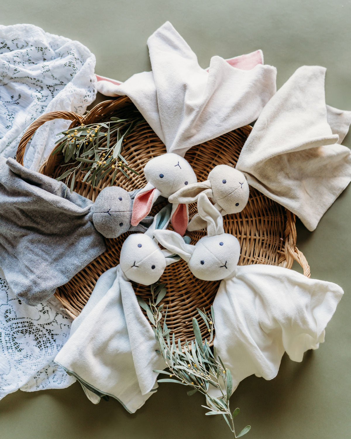 Bunny - Organic Baby Lovey Security Blanket Cuddle Cloth (5 Colors)