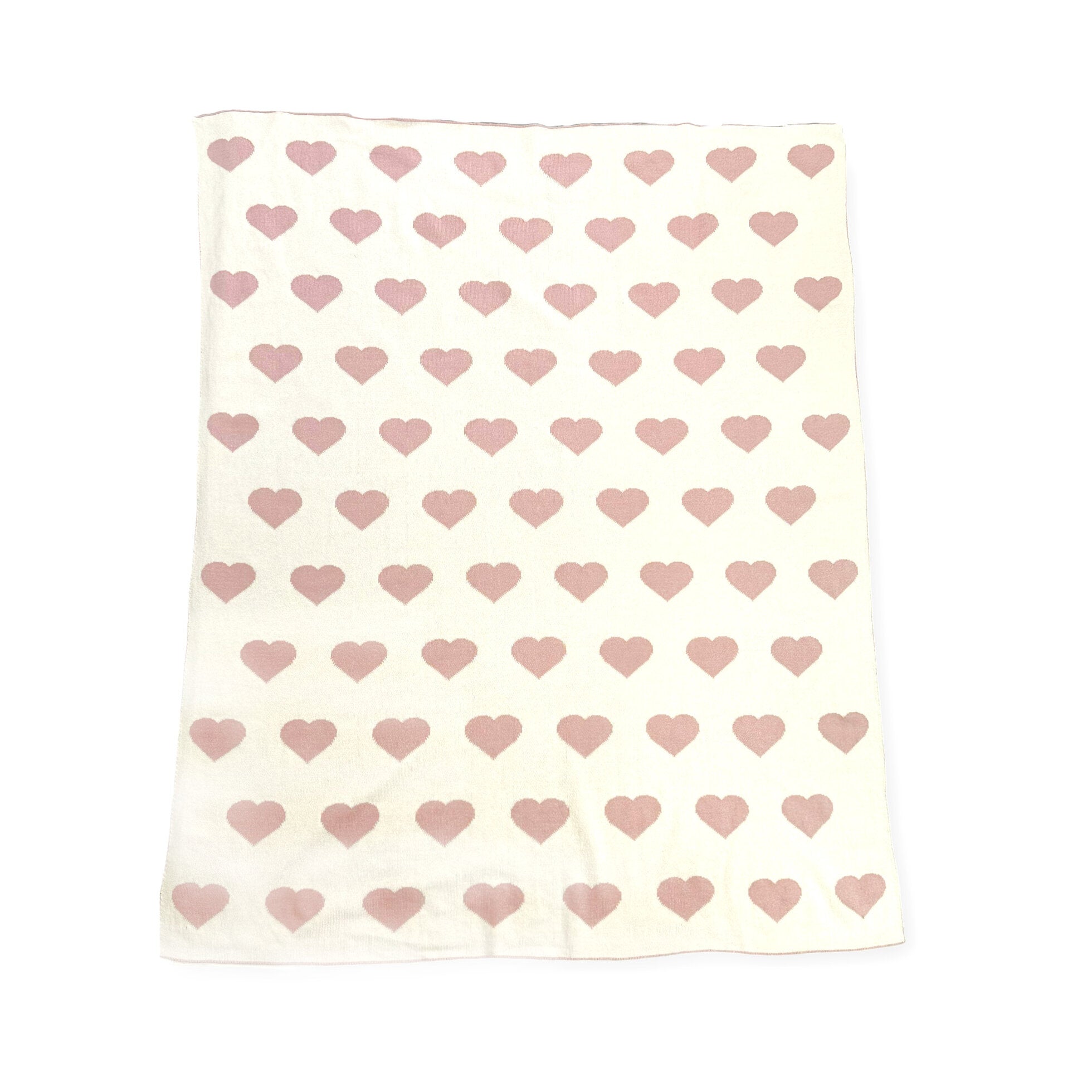 Hearts - Bi-Color Jacquard Sweater Knit Reversible Baby Blankets (Organic Cotton)