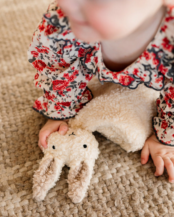 BUNNY - Organic SHERPA Lovey Baby Security Blanket Cuddle Cloth