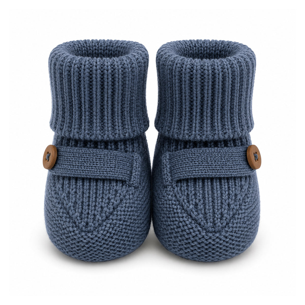 Organic Cotton Milan Earthy Sweater Knit Baby Booties, Dusty Blue