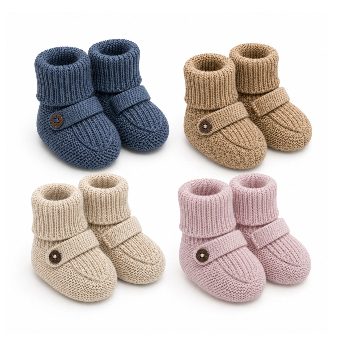 Milan Earthy Sweater Knit Baby Booties, Organic Cotton