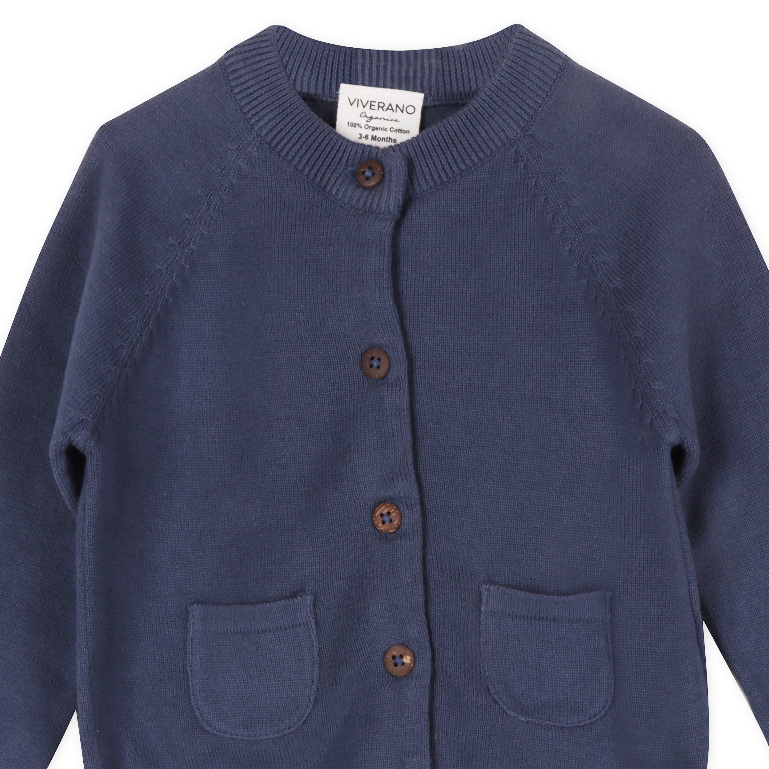 Milan Earthy Baby Button Cardigan Sweater Knit (Organic Cotton)