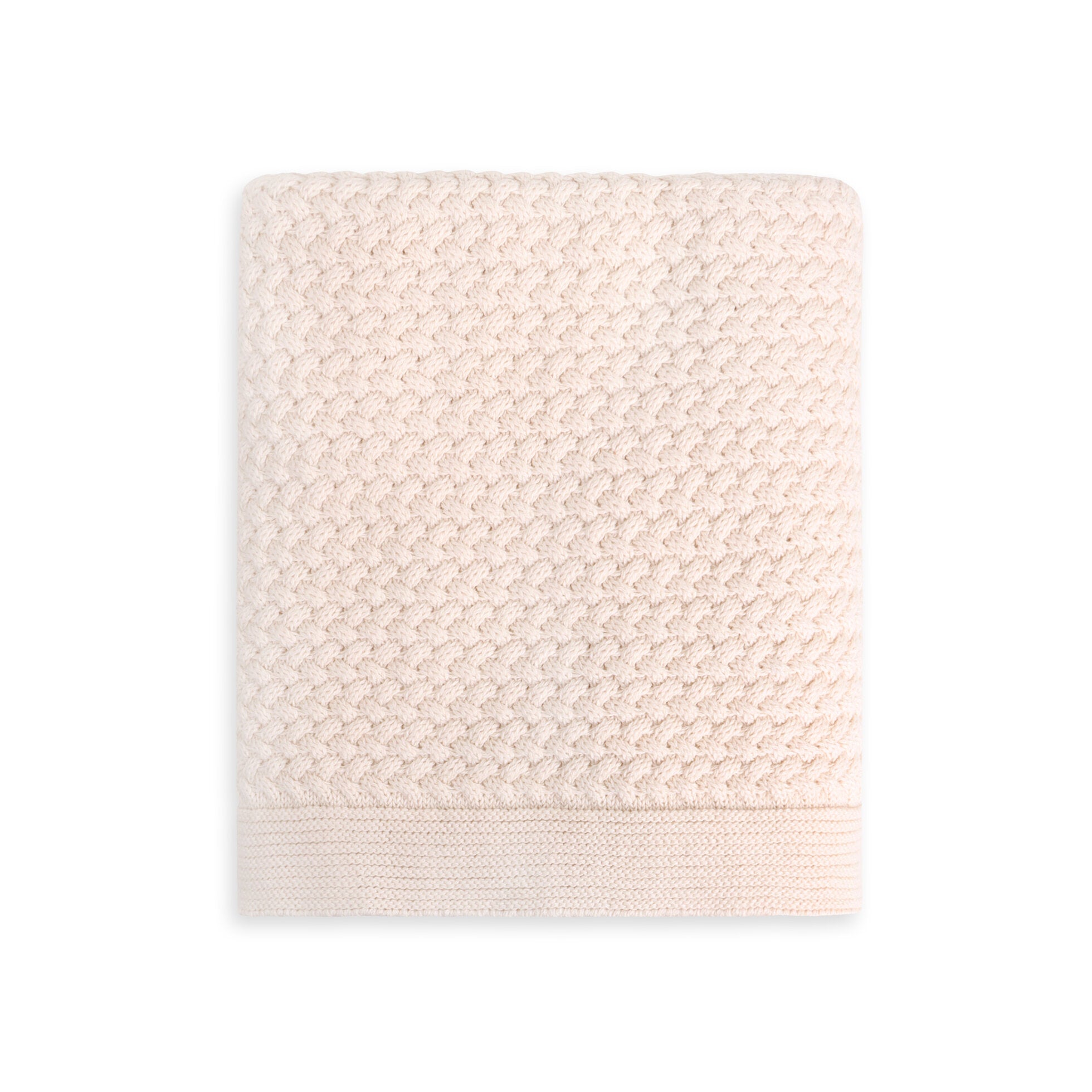 Classic Moss Knit Baby Blanket + Bunny Rattle Gift Set (Organic Cotton)