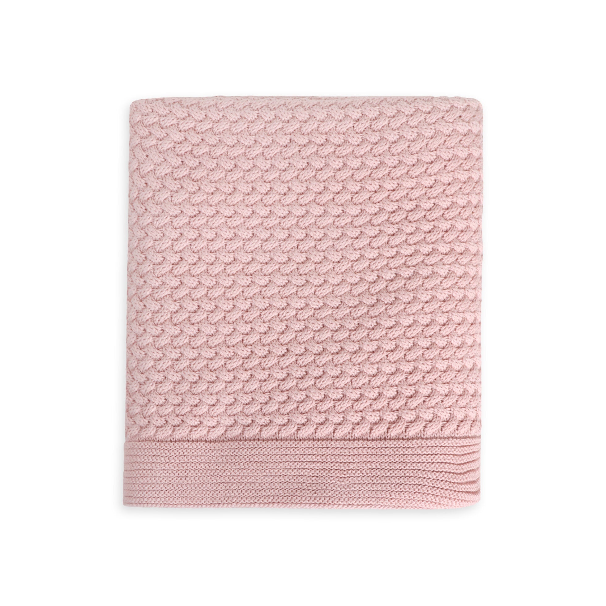 Classic Moss Knit Baby Blanket + Bunny Rattle Gift Set (Organic Cotton)