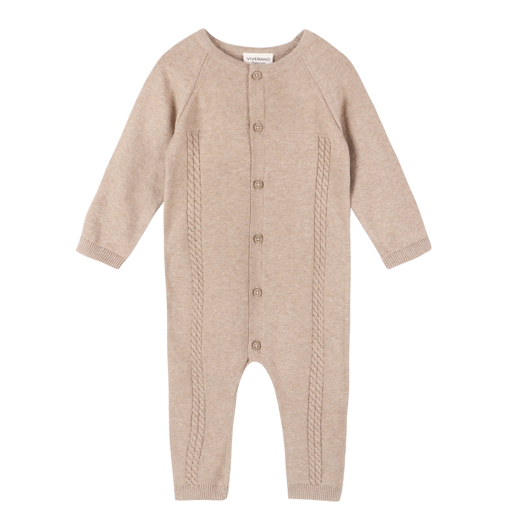 Pointelle Cable Knit Baby Jumpsuit (Organic Cotton)
