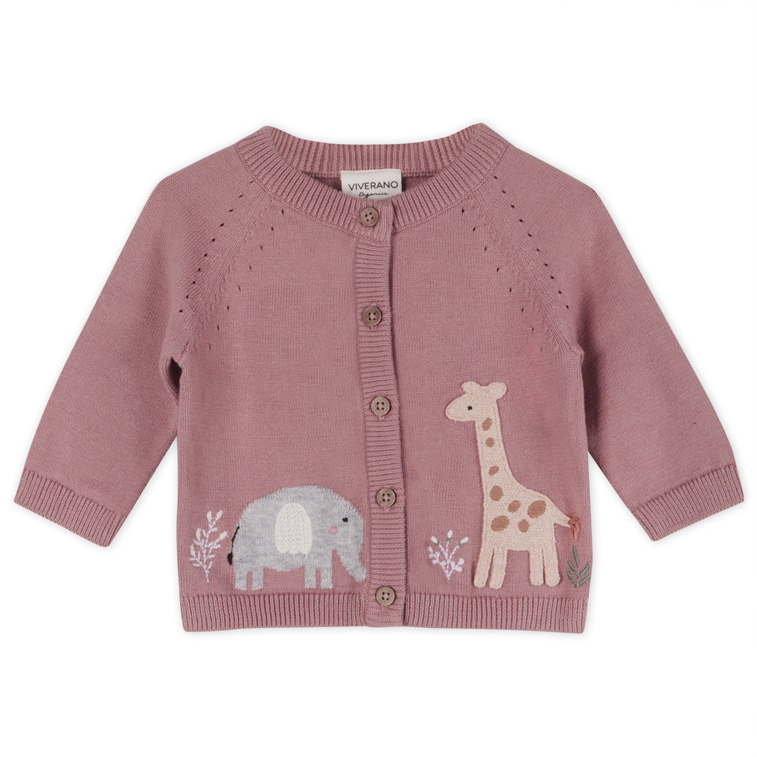 Giraffe Elephant Baby Cardigan Sweater (Organic)
