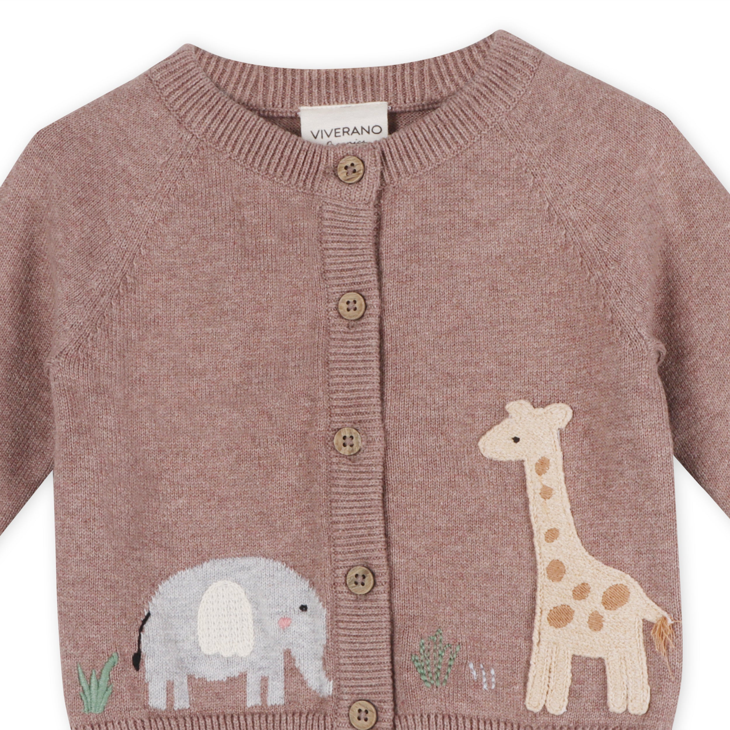 Giraffe Elephant Baby Cardigan Sweater (Organic)