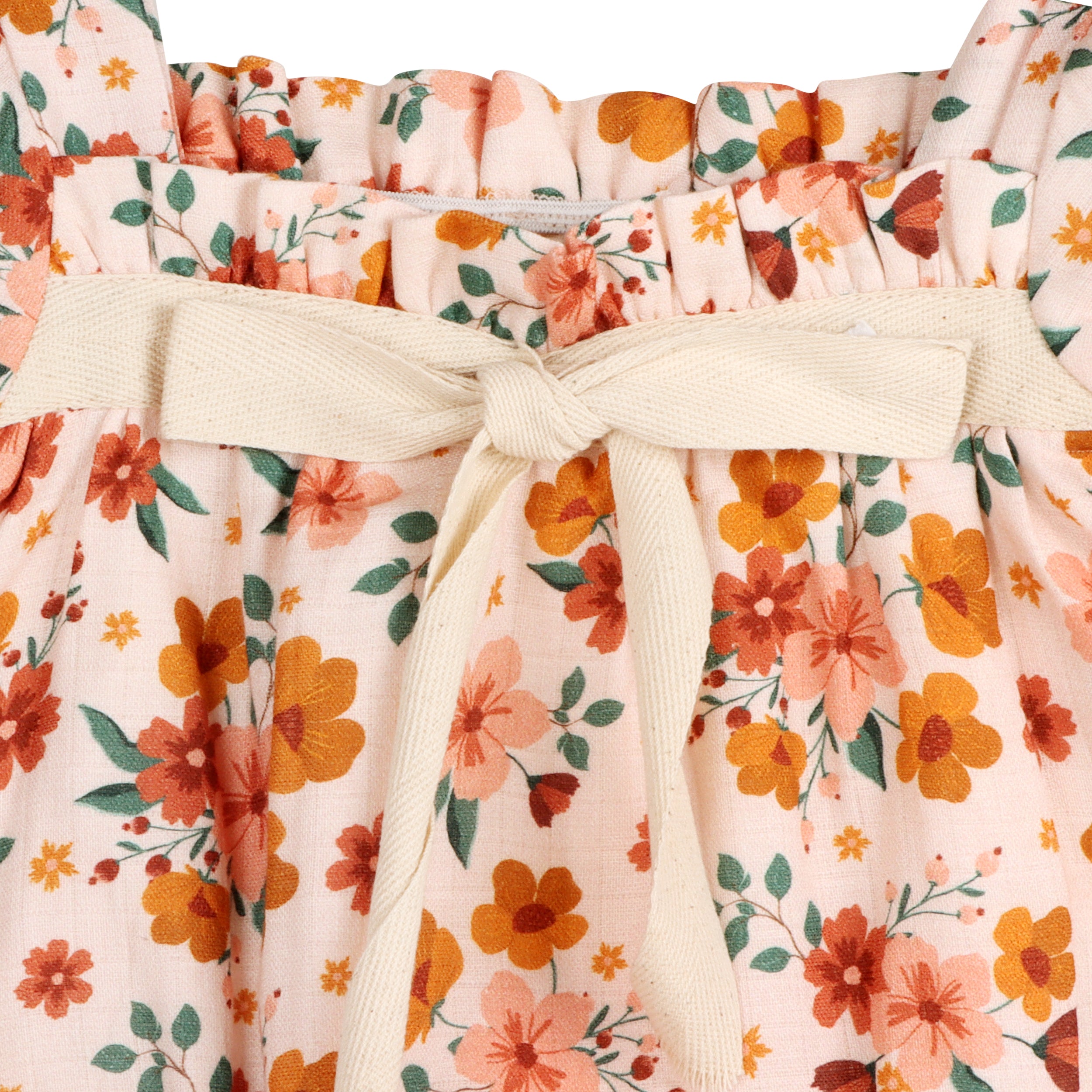 Summer Floral Bow Bubble Romper + Headband Set (Organic Muslin)