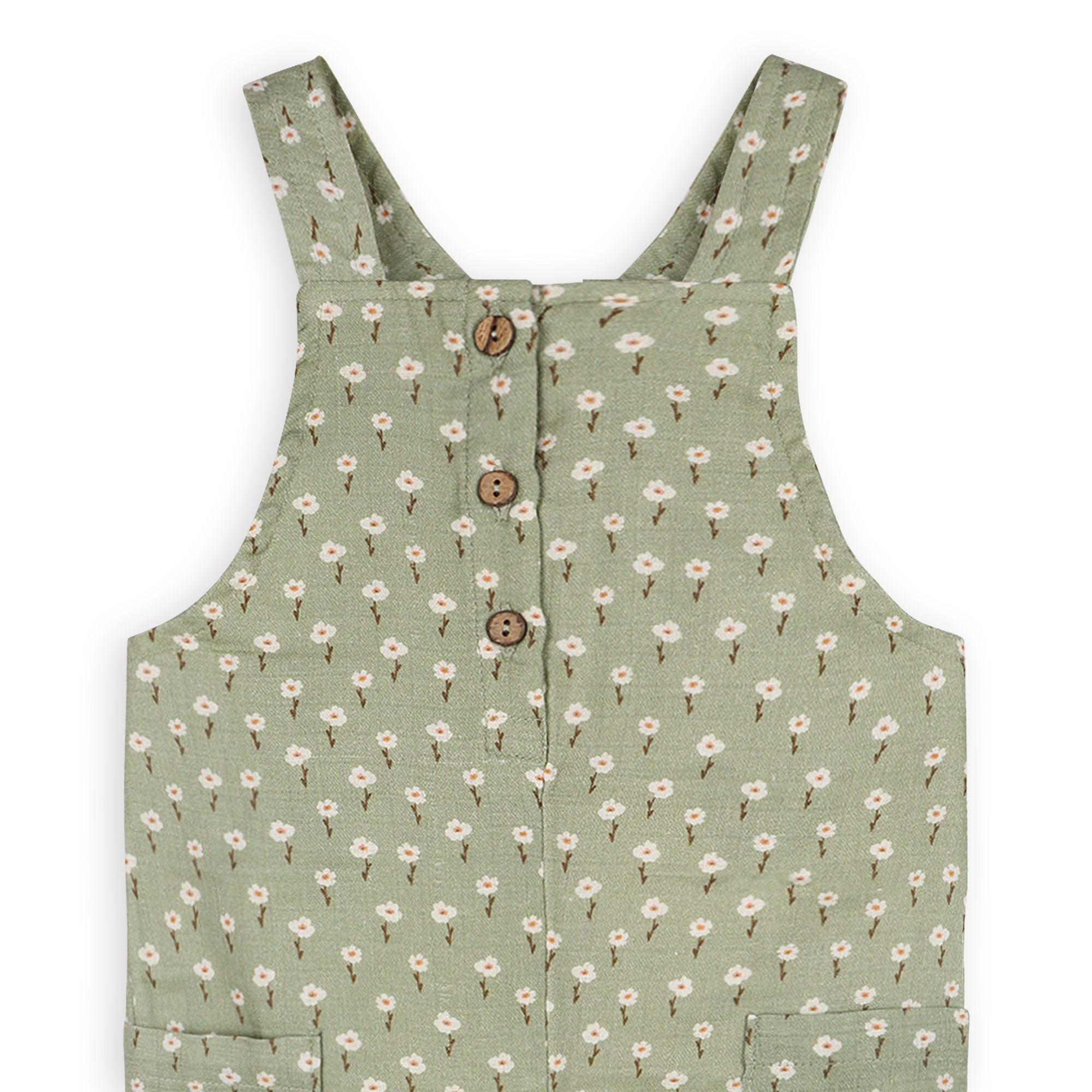 Sage Floral Baby Dungaree + Bodysuit Set (Organic Muslin)