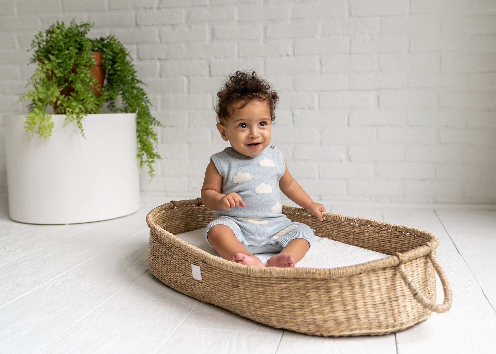 Clouds Jacquard Knit Baby Romper (Organic Cotton)