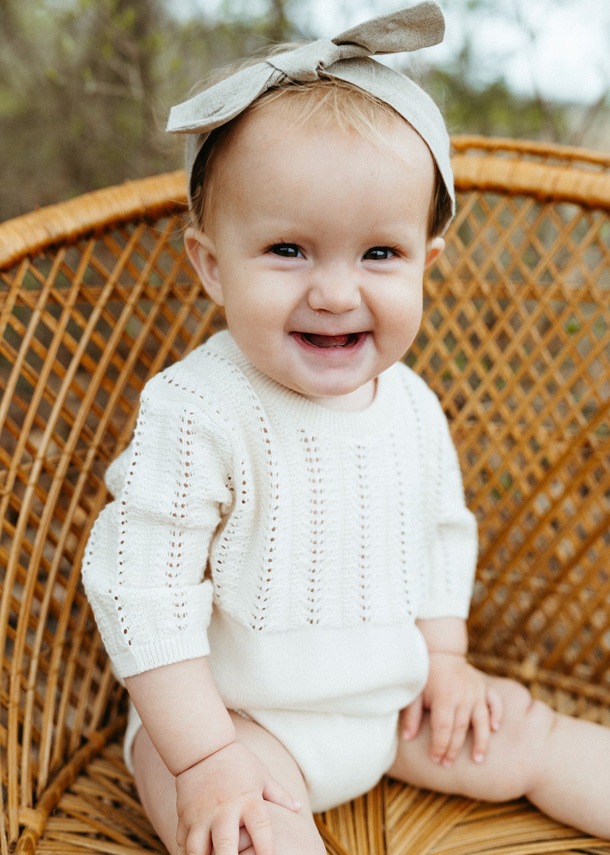 Pointelle Knit Baby Bodysuit Romper (Organic Cotton)