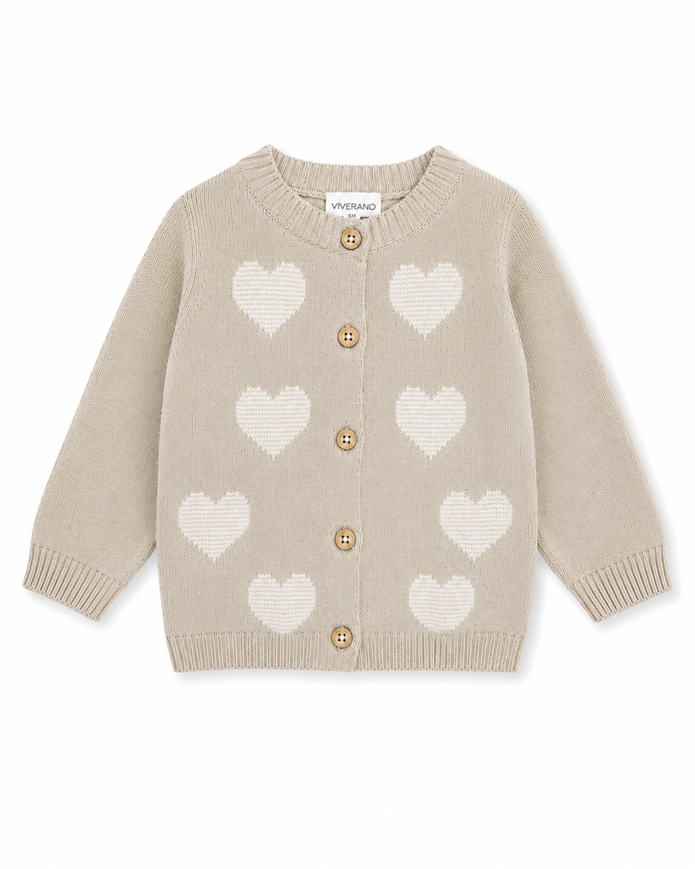 Hearts Jacquard Knit Baby Cardigan Organic Cotton