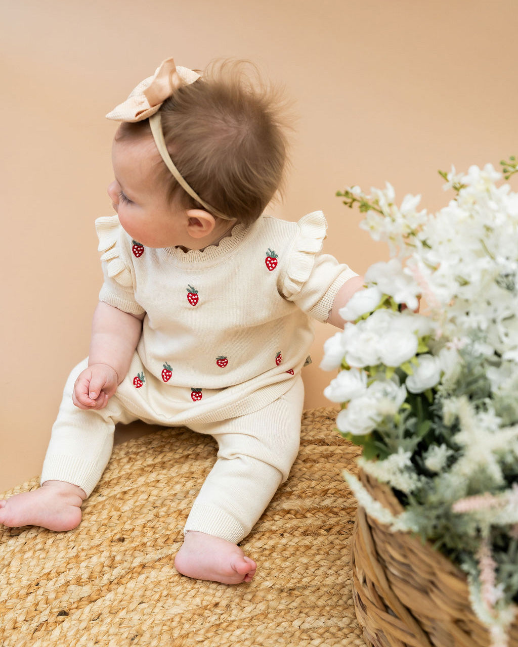 Strawberry Embroidered Sweater Knit Baby Dress (Organic Cotton)