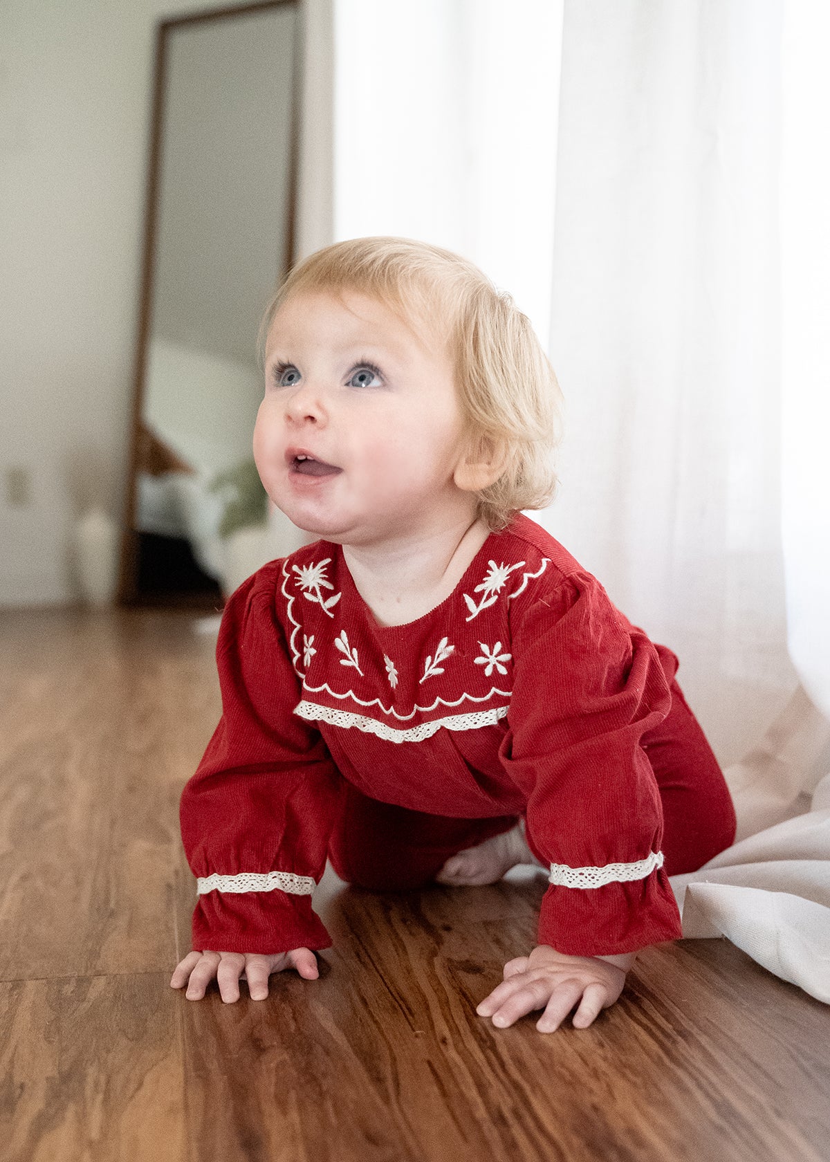 Embroidered Corduroy Baby Jumpsuit (Organic)