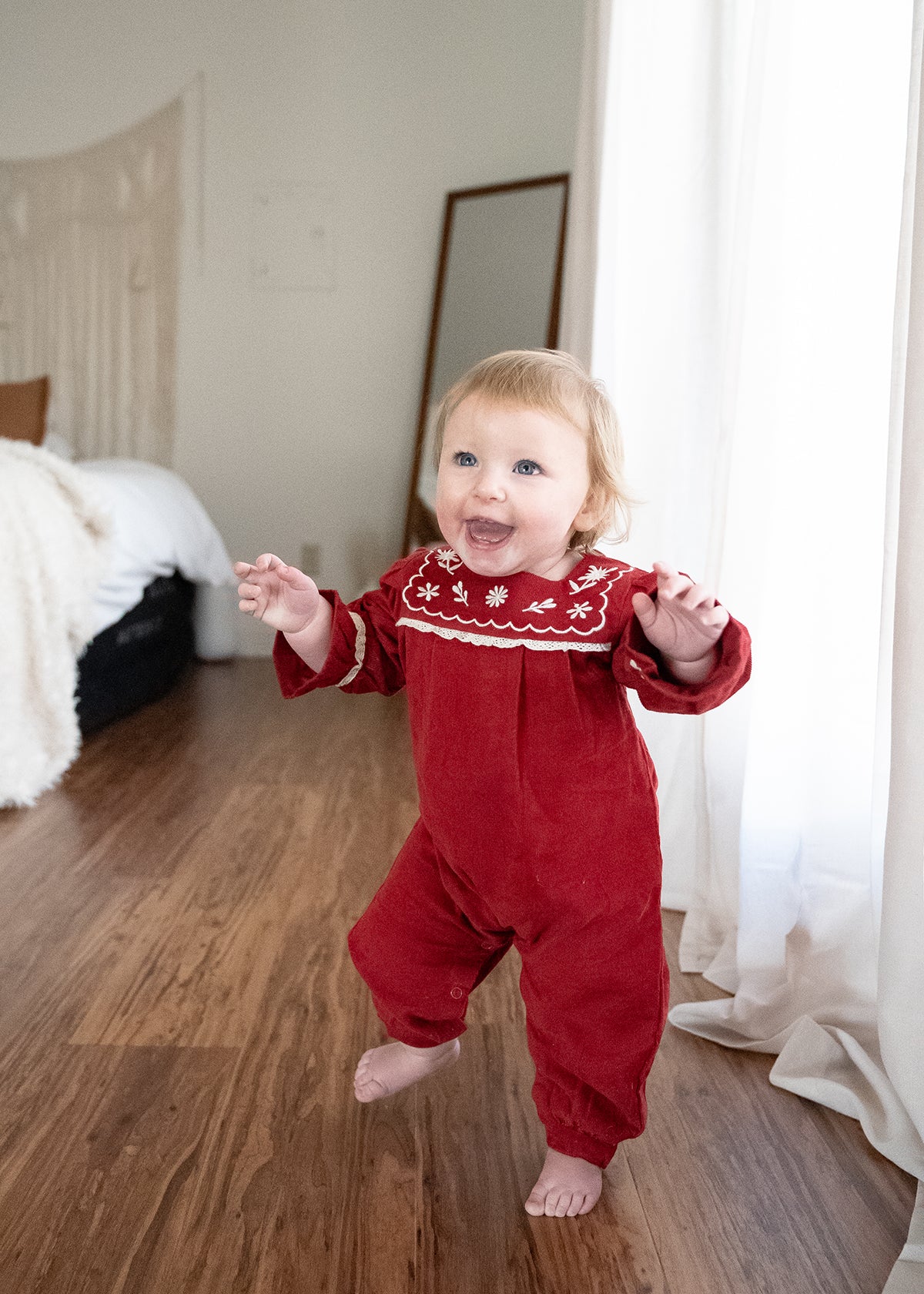 Embroidered Corduroy Baby Jumpsuit (Organic)