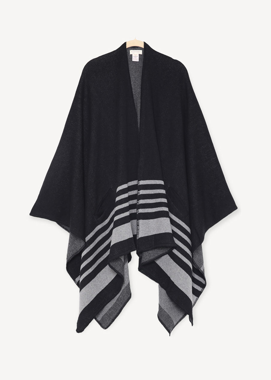Gaia Eco-Chic Knit Jacquard Travel Blanket Wrap - Stripe Border (Organic Cotton) - 3 Colors